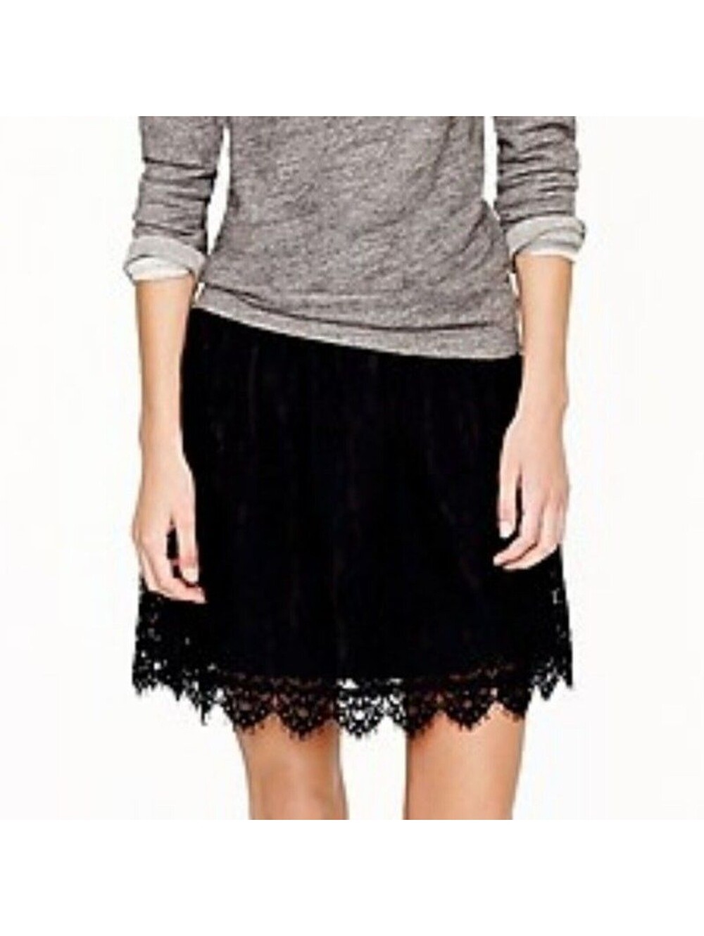 J.CREW Navy Black Lace Skirt, Size 12